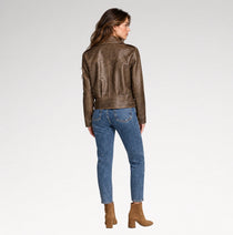 Finitura Distressed Brown Sheepskin Leather Jacket