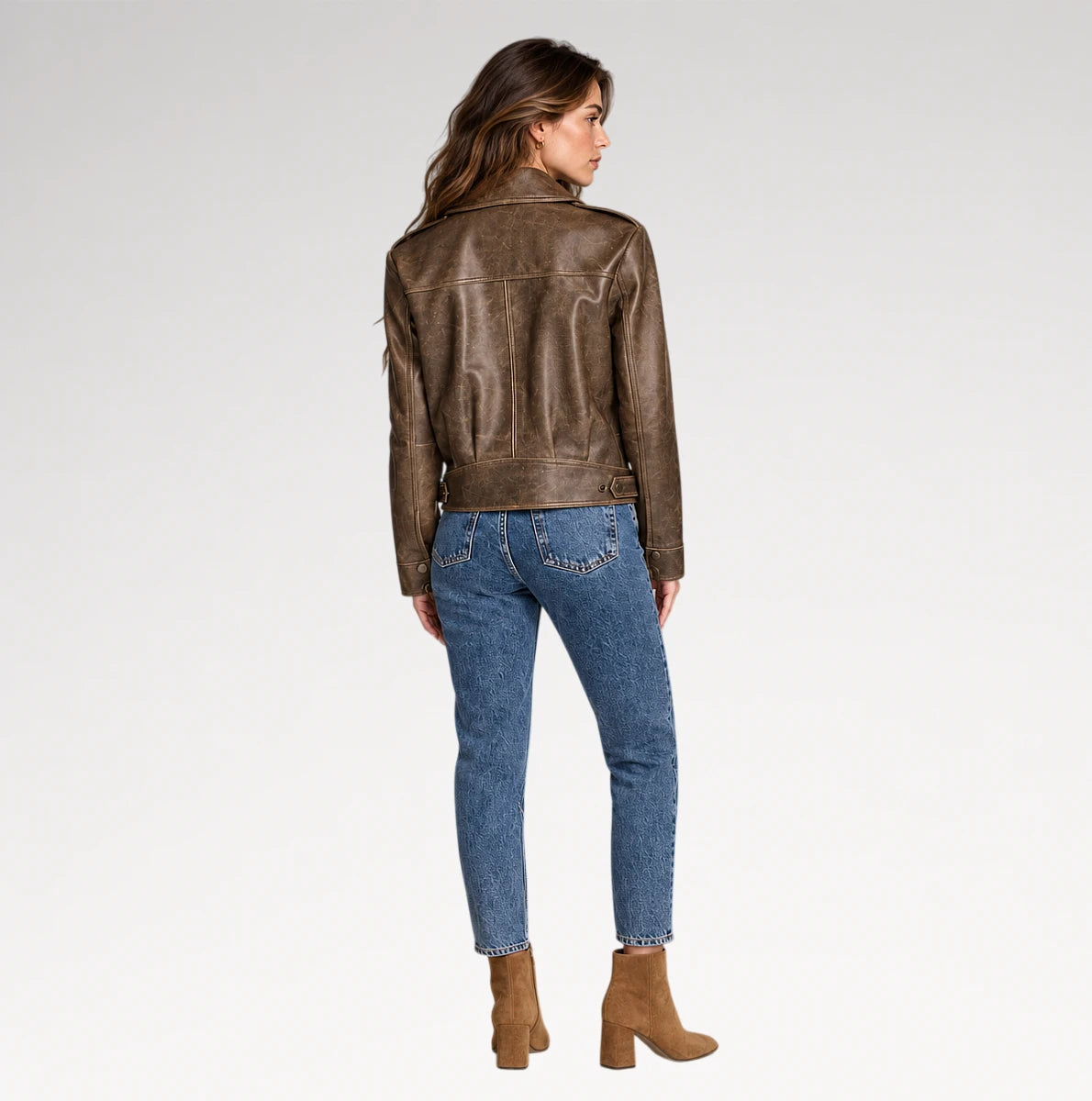 Finitura Distressed Brown Sheepskin Leather Jacket
