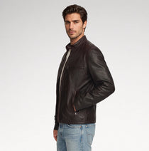 Giubbotto Dark Brown Cafe Racer Leather Jacket