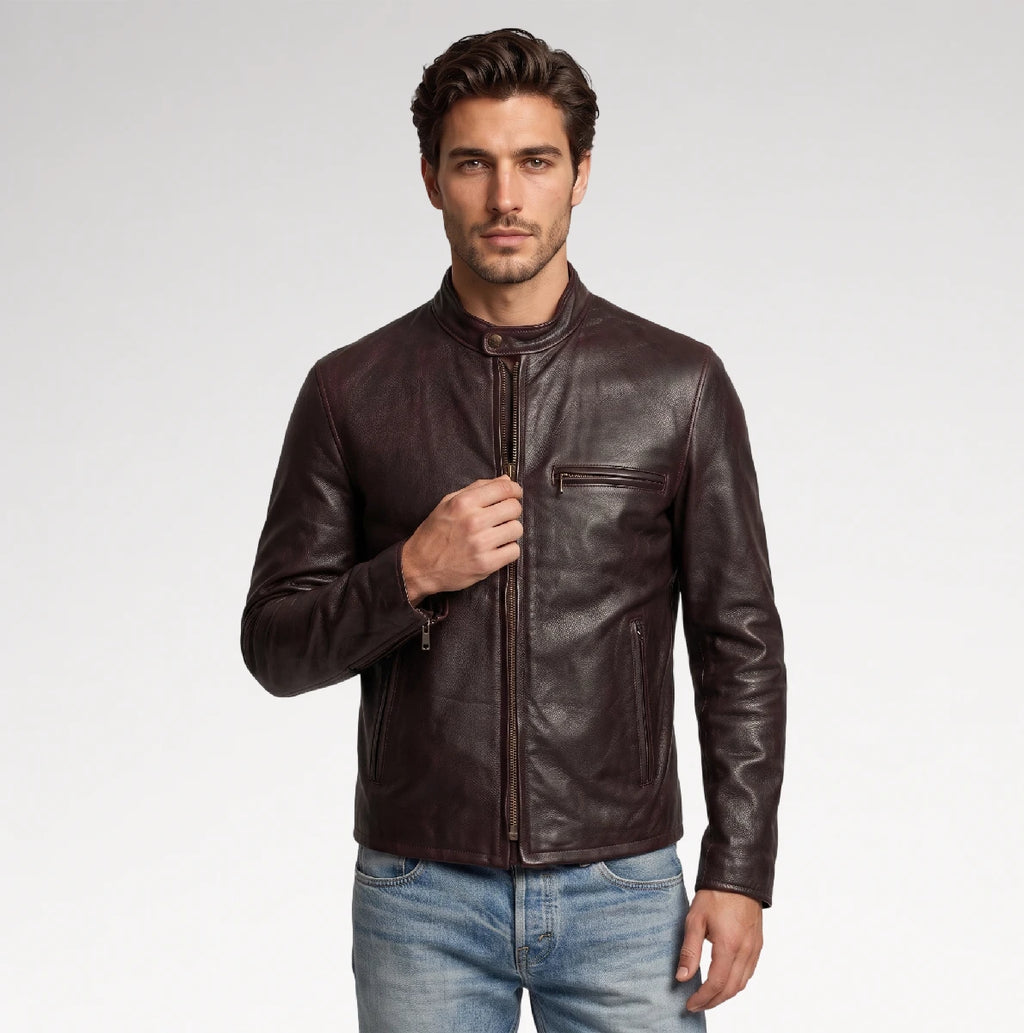 Giubbotto Dark Brown Cafe Racer Leather Jacket