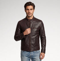 Giubbotto Dark Brown Cafe Racer Leather Jacket