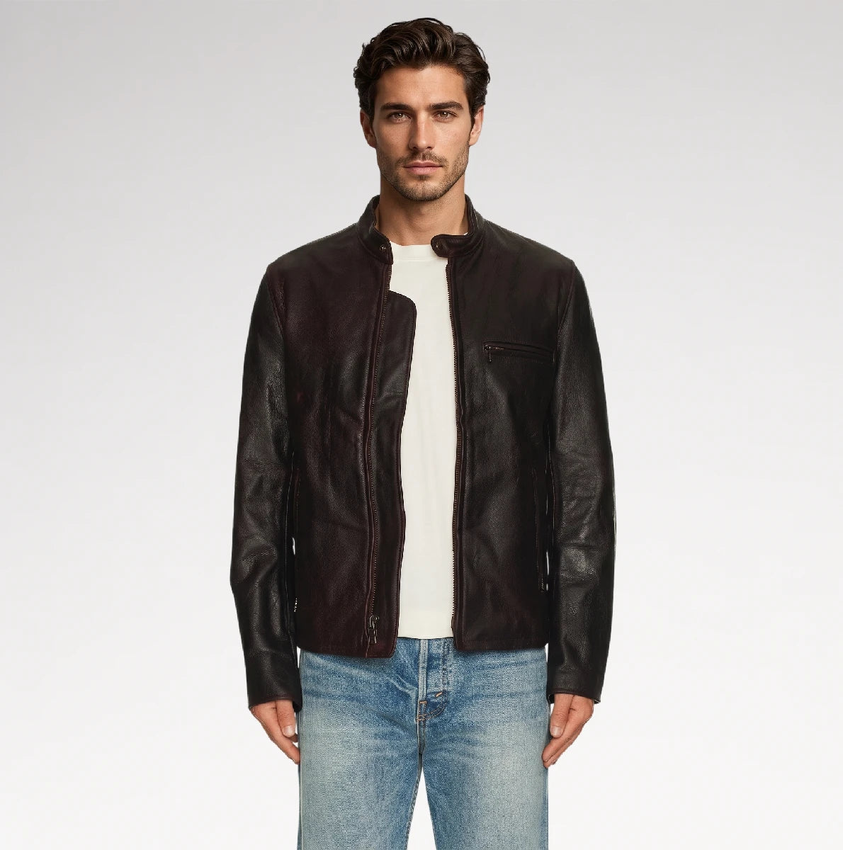 Giubbotto Dark Brown Cafe Racer Leather Jacket