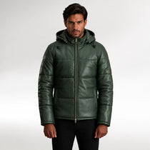 Graham Green Hooded Puffer Leather Jacket