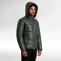 Graham Green Hooded Puffer Leather Jacket