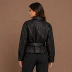 Women Black Cowhide Leather Jacket