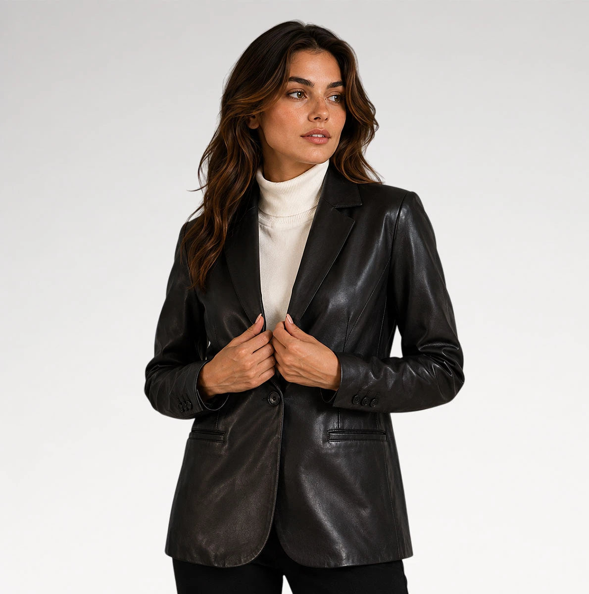 Linea Espresso Gray Sheepskin Leather Blazer Secondary image