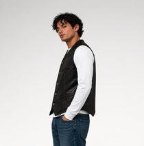 Torino Distressed Vintage Dark Brown Cowhide Leather Vest