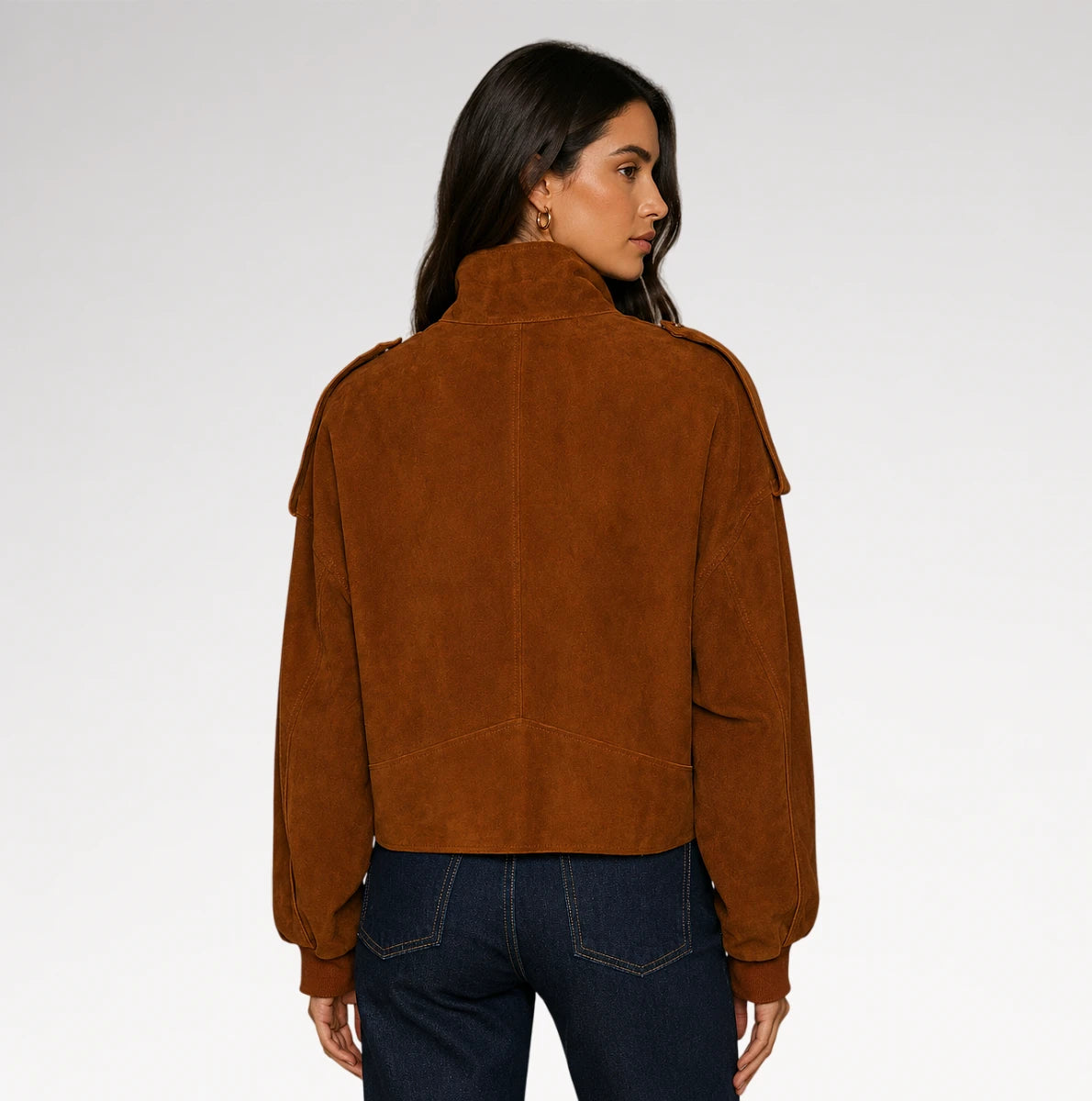 Marchesa Cognac Brown Suede Leather Jacket Secondary image