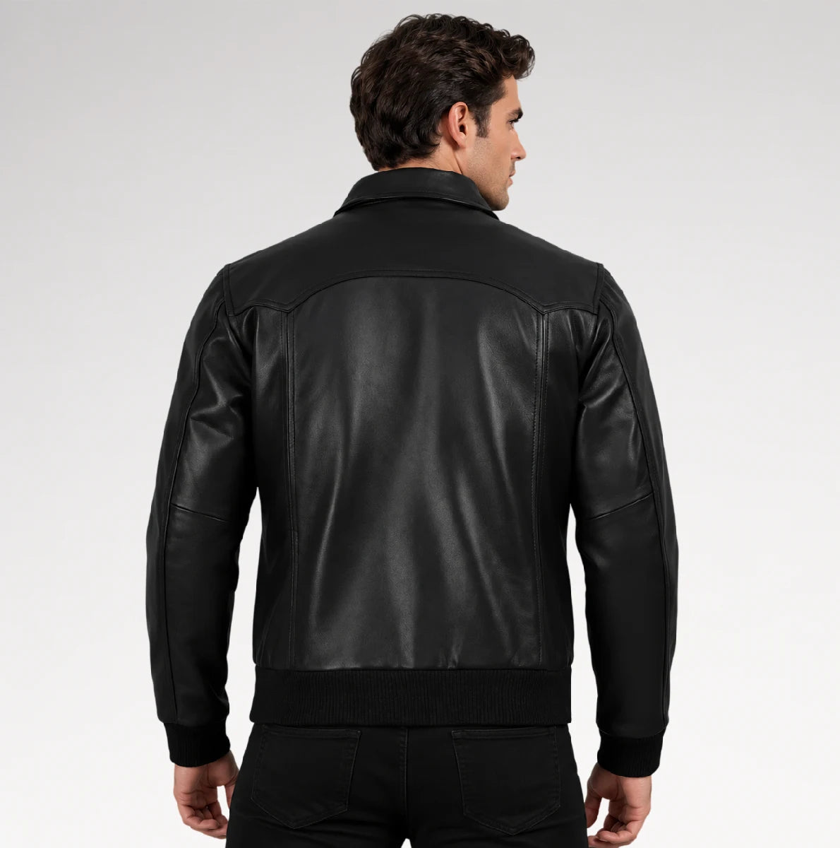 Maschile Black Bomber Leather Jacket Secondary image