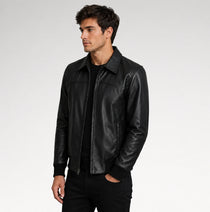 Maschile Black Bomber Leather Jacket