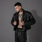 Unisex Black Oversized Biker Leather Jacket