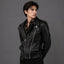 Men Black Slim Fit Biker Leather Jacket