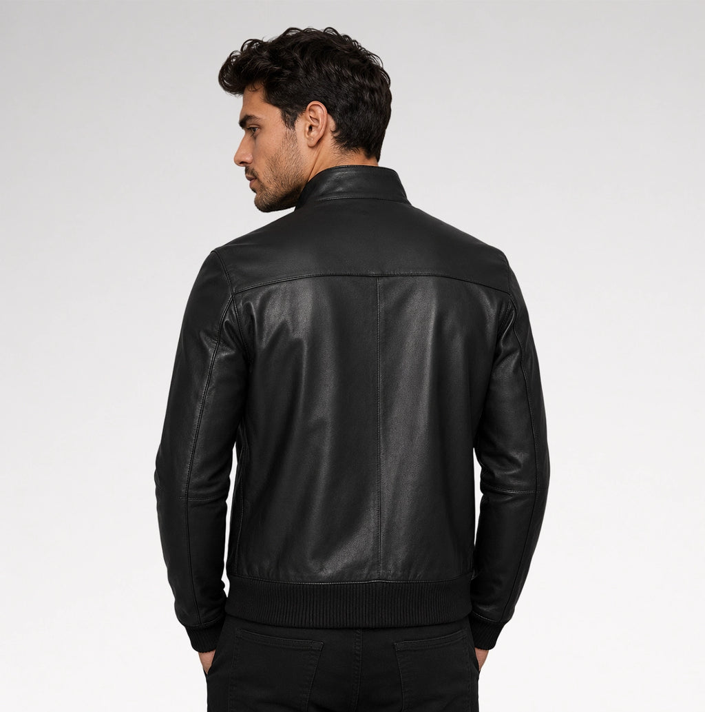 Volo Black Bomber Leather Jacket
