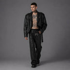 Unisex Black Oversized Biker Leather Jacket