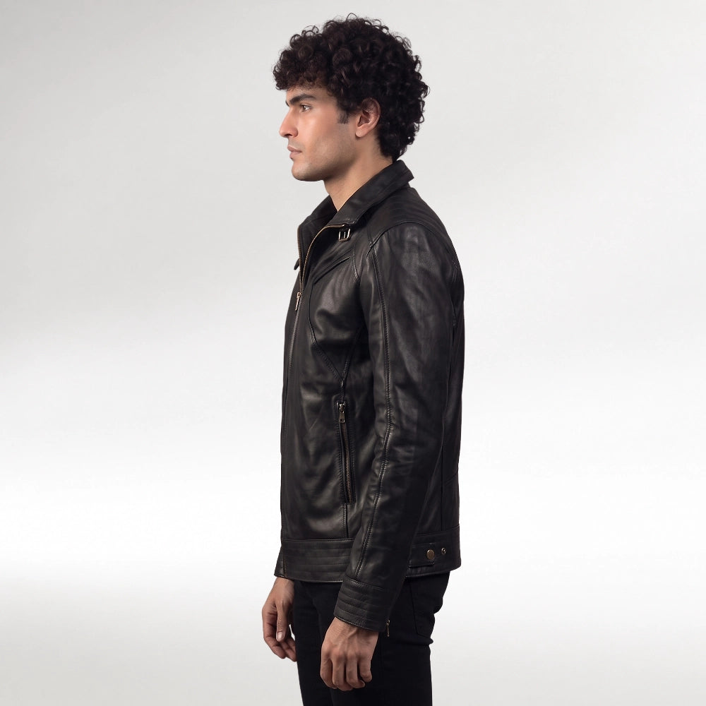 Centauro Black Biker Leather Jacket