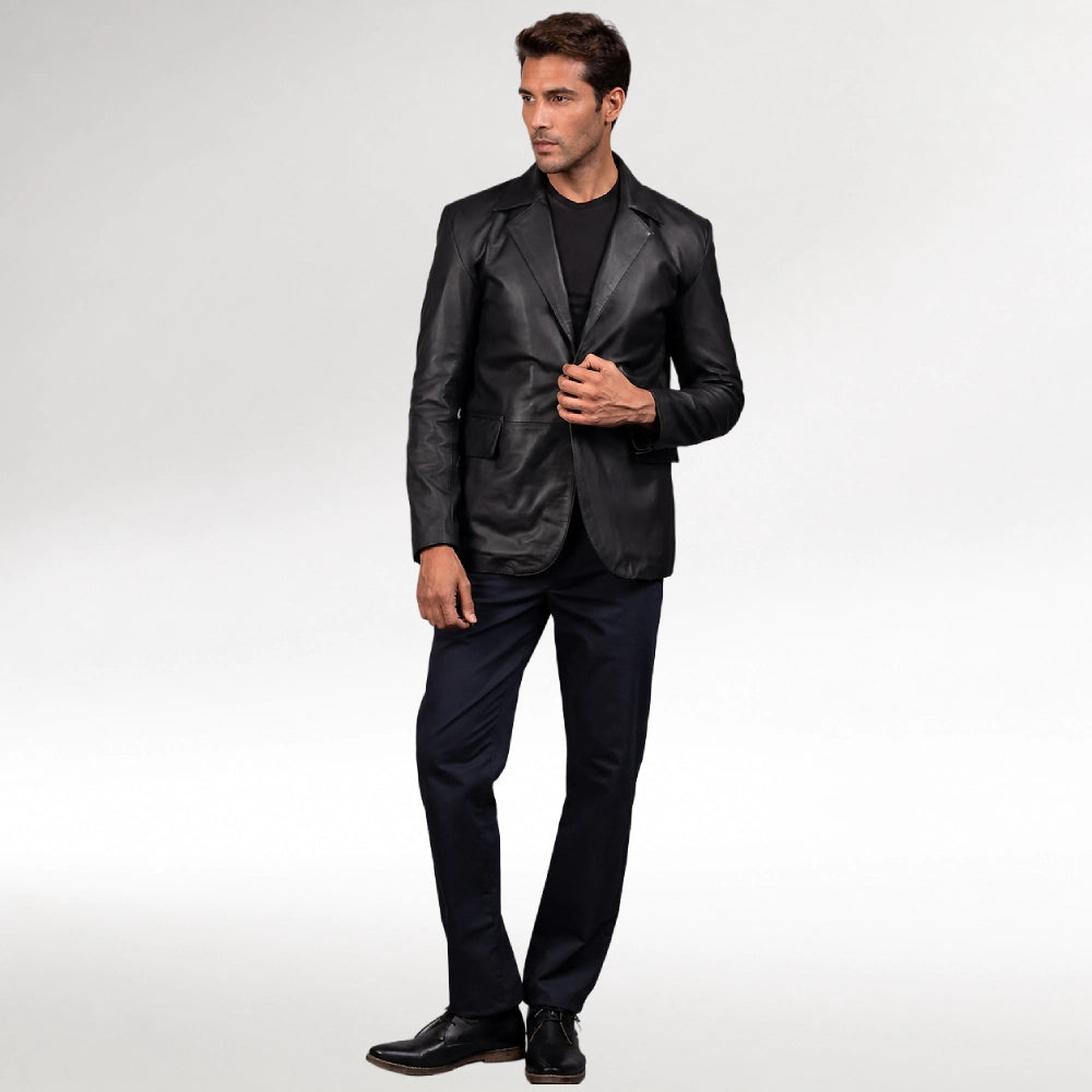 Classico Vintage Black Leather Blazer