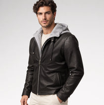 Uomo Urbano Black Lambskin Hooded Jacket