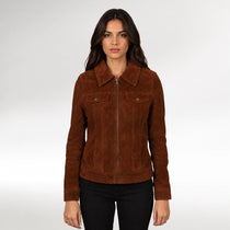Moda Brown Suede Trucker Jacket