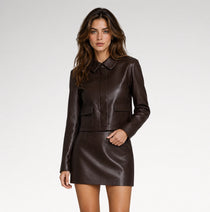 Modello Chocolate Slim fit Faux Leather Jacket