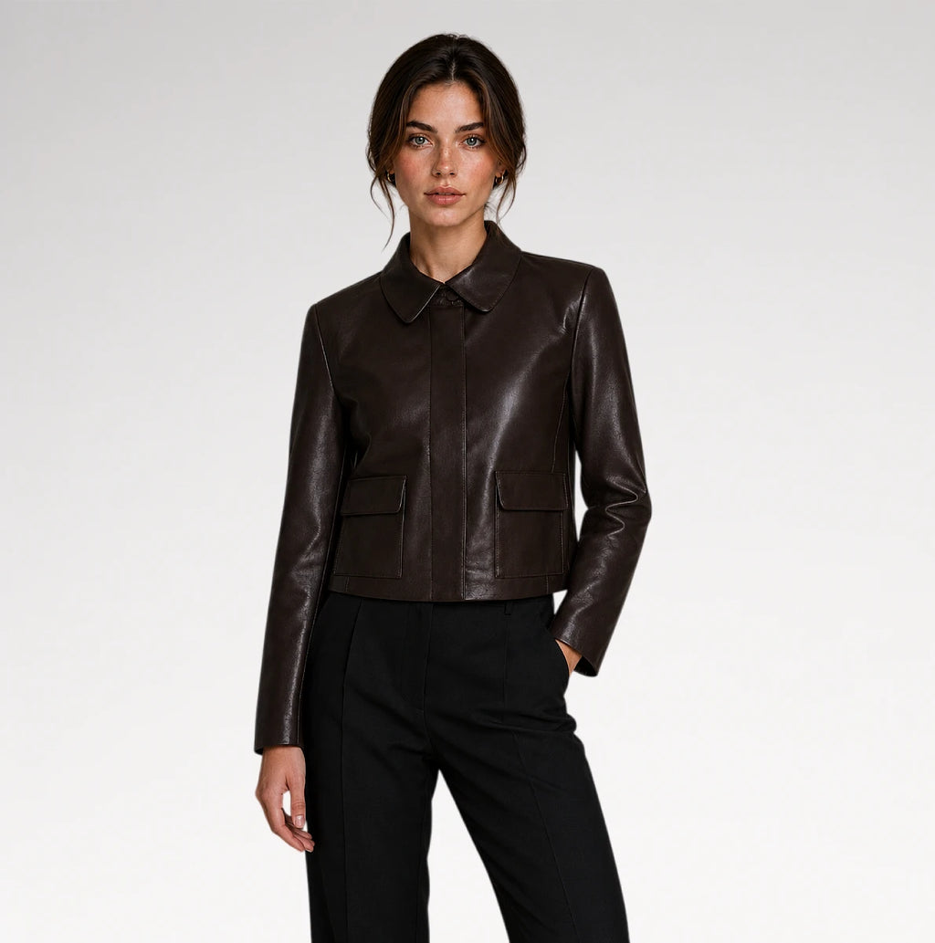 Modello Chocolate Slim fit Faux Leather Jacket