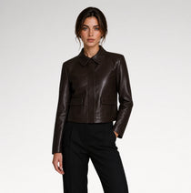 Modello Chocolate Slim fit Faux Leather Jacket