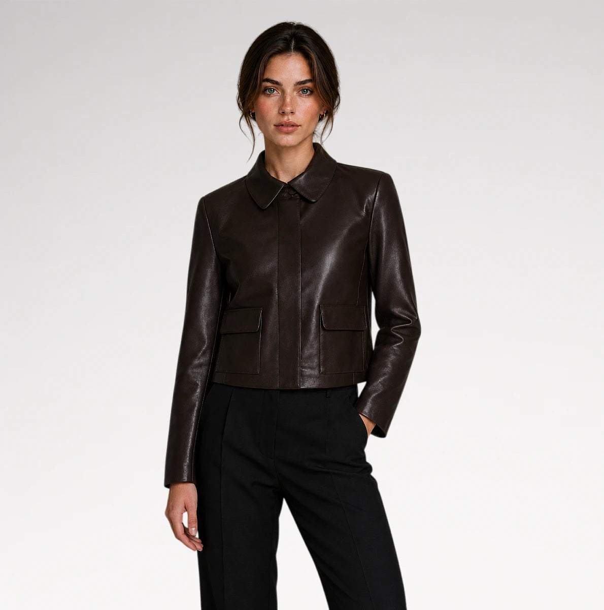 Modello Chocolate Slim fit Faux Leather Jacket