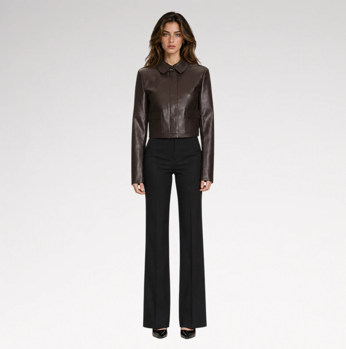Modello Chocolate Slim fit Faux Leather Jacket