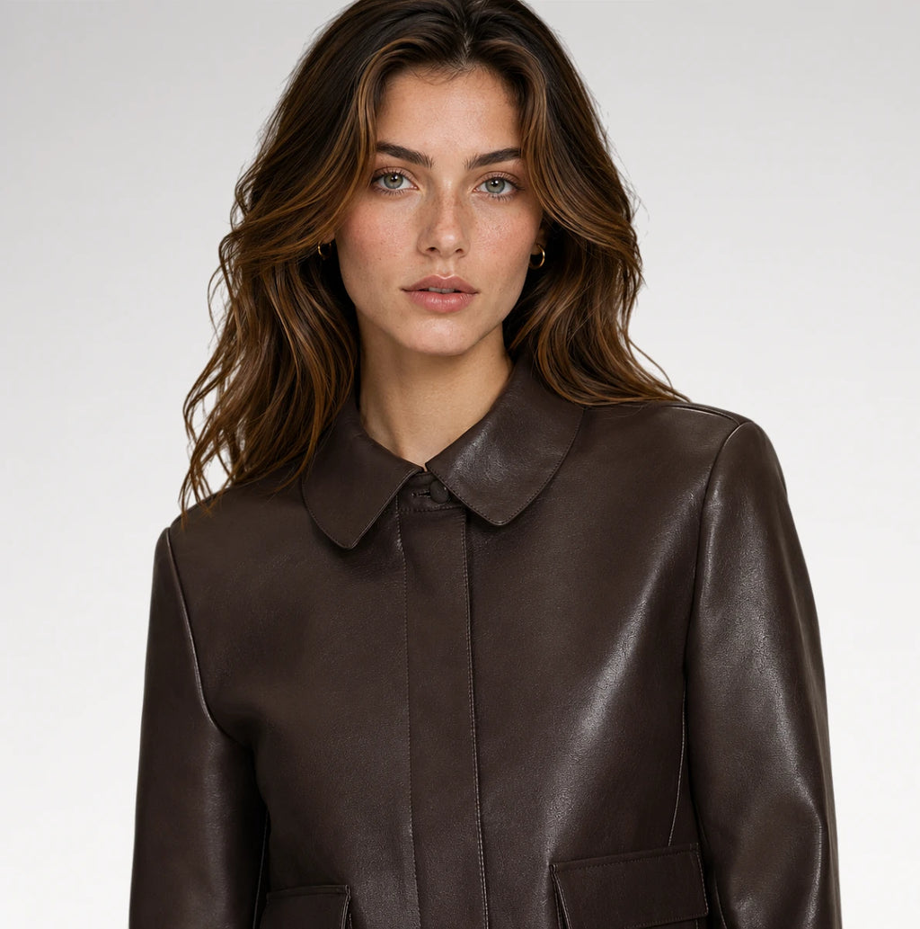 Modello Chocolate Slim fit Faux Leather Jacket