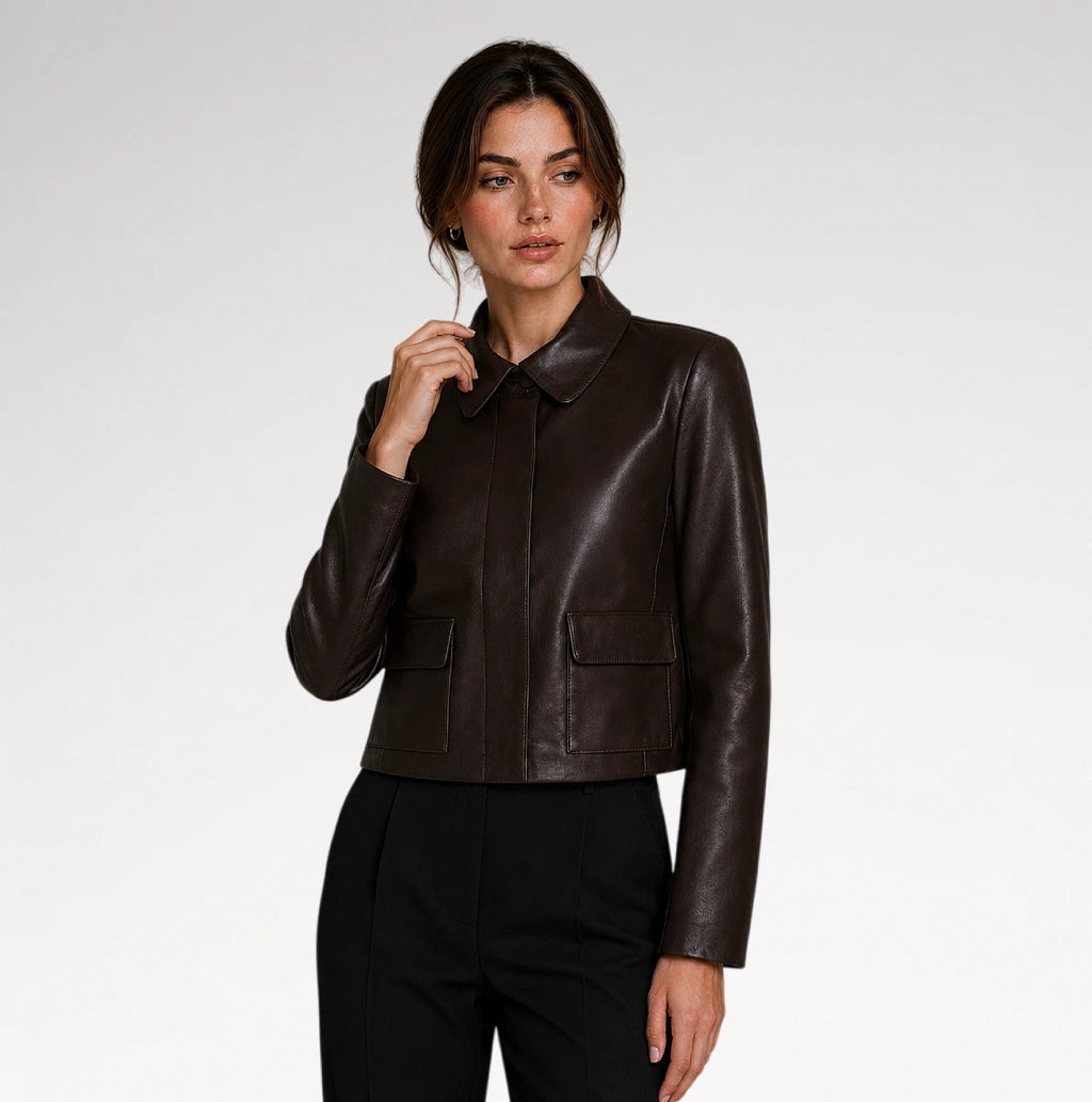 Modello Chocolate Slim fit Faux Leather Jacket
