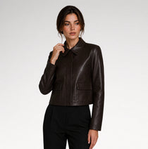 Modello Chocolate Slim fit Faux Leather Jacket