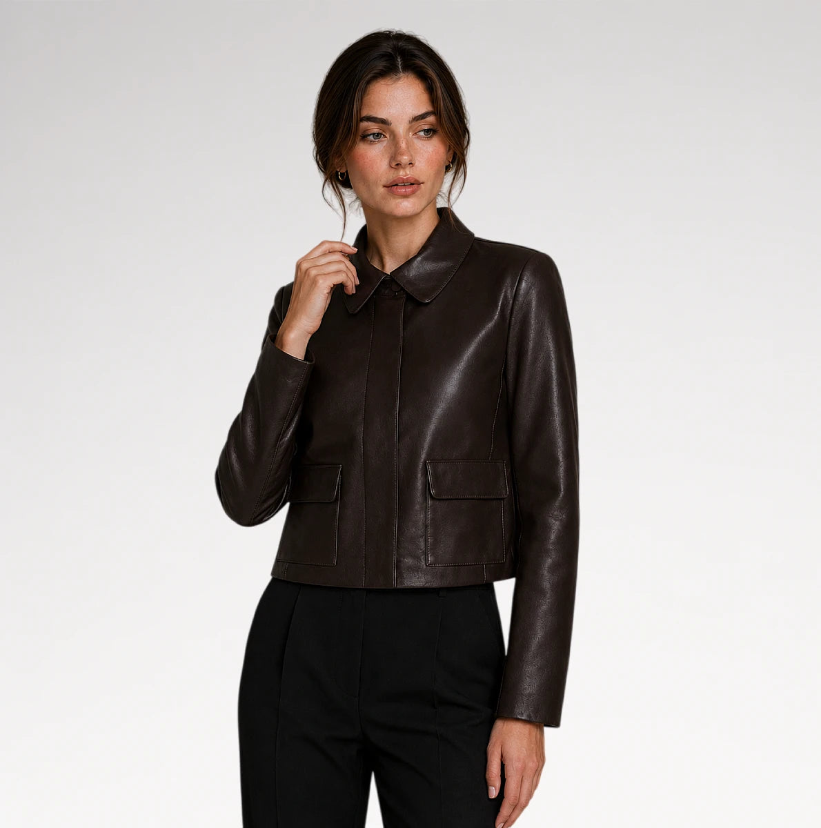 Modello Chocolate Slim fit Faux Leather Jacket