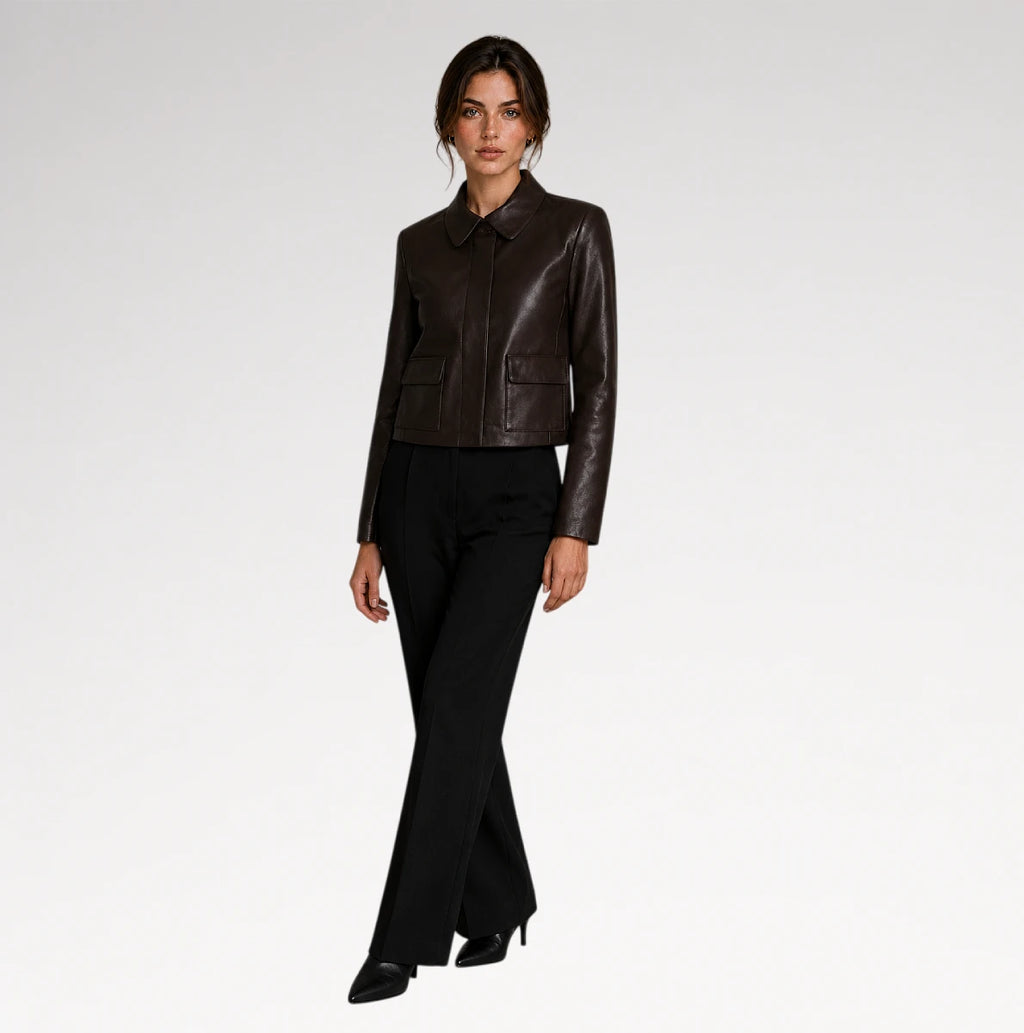 Modello Chocolate Slim fit Faux Leather Jacket