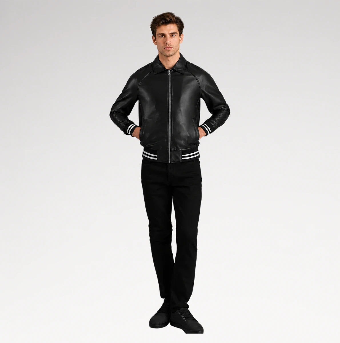 Nappa Black Varsity Leather Jacket Secondary image