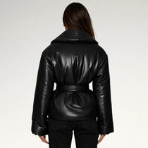 Nera Black Puffer Leather Jacket
