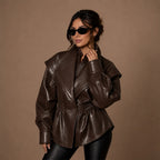 Women Vintage Oversized Biker Leather Jacket