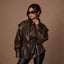 Women Vintage Oversized Biker Leather Jacket