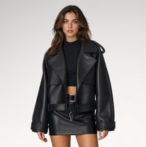 Passanti Black Lapel Leather Jacket