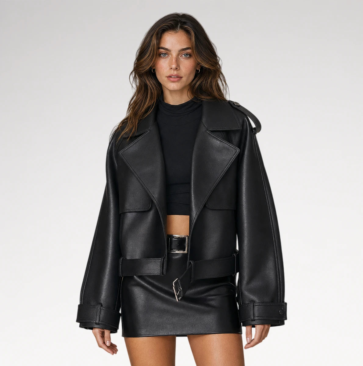 Passanti Black Lapel Leather Jacket