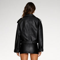 Passanti Black Lapel Leather Jacket