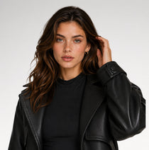 Passanti Black Lapel Leather Jacket