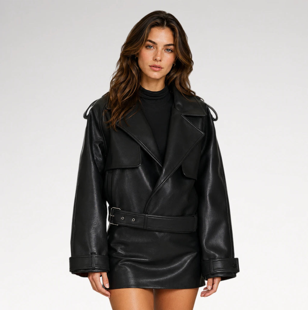 Passanti Black Lapel Leather Jacket