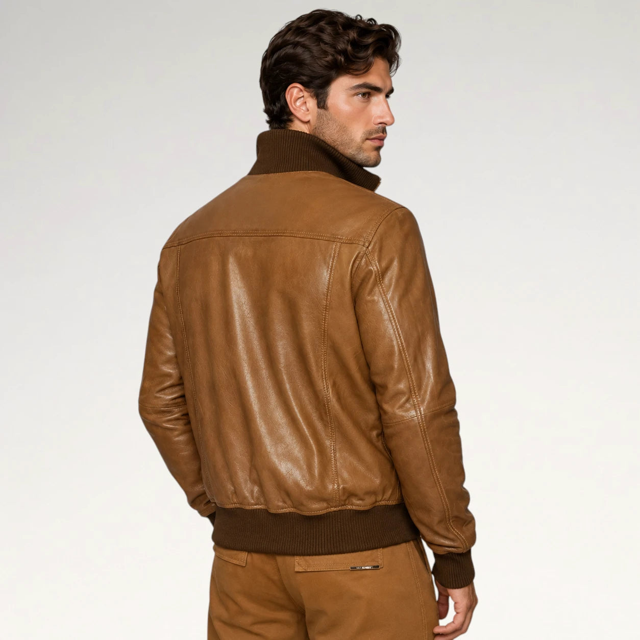 Pregiato Brown Bomber Leather Jacket