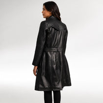 Trapuntata Black Trench Leather Coat