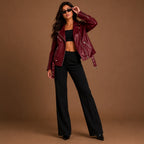 Women Motorcycle Leather Jacket