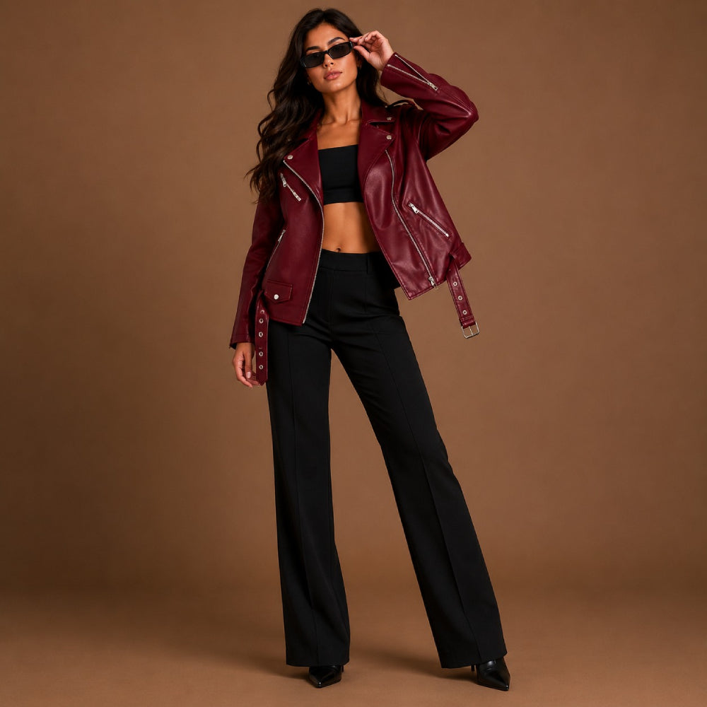 Women Motorcycle Leather Jacket