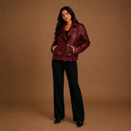 Women Motorcycle Leather Jacket
