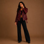 Women Motorcycle Leather Jacket