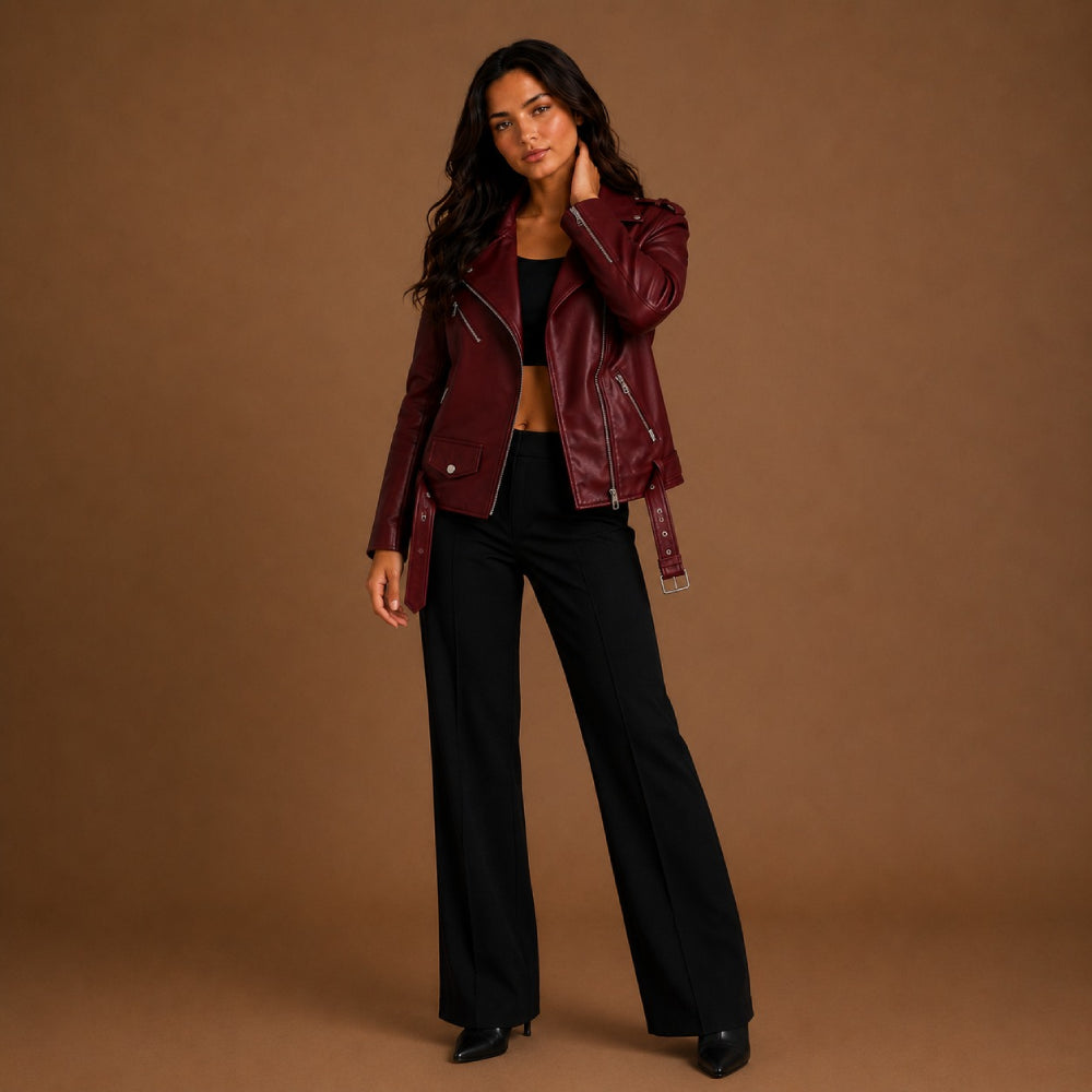 Women Motorcycle Leather Jacket