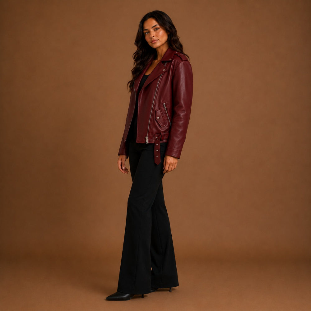 Women Motorcycle Leather Jacket