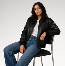 Rivale Black Varsity Real Leather Jacket